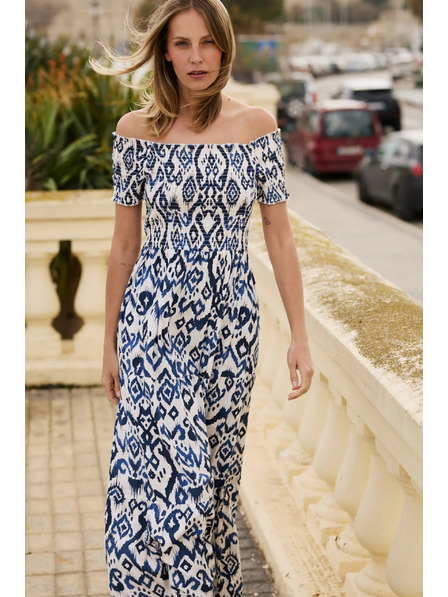 Moodo Langes Viskose-Kleid weiß Moodo