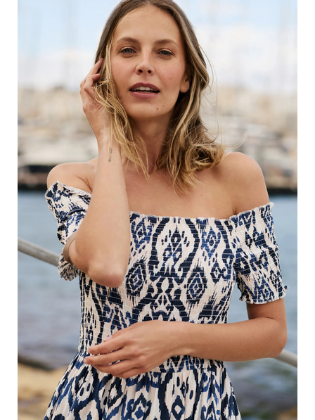 Moodo Langes Viskose-Kleid weiß Moodo