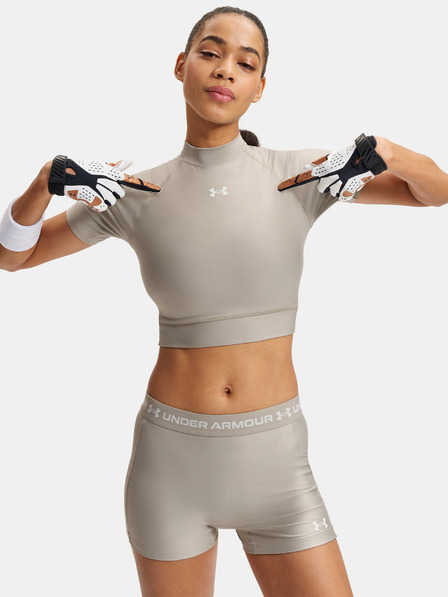Under Armour Damen-T-Shirt Under Armour HeatGear Crop Mock SS-BRN