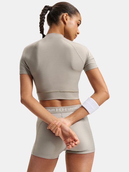 Under Armour Damen-T-Shirt Under Armour HeatGear Crop Mock SS-BRN