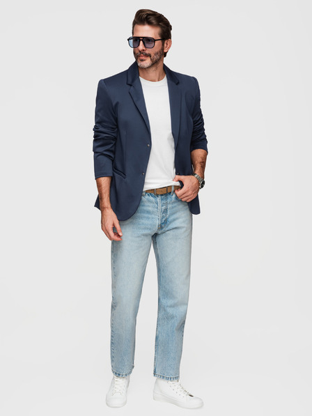 Ombre Clothing Stilvolles Herren Sakko mit abnehmbarem Futter und verstellbarer Kapuze - Dunkelblau V2 M168 Ombre Clothing