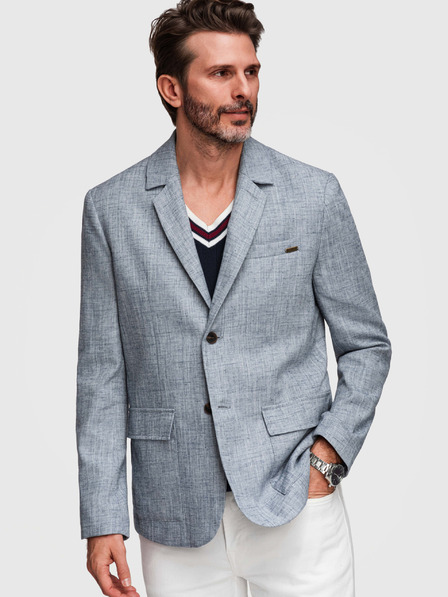 Ombre Clothing Herren Sakko REGULAR Schnitt mit Leinen - Hellblau V4 M169 Ombre Clothing