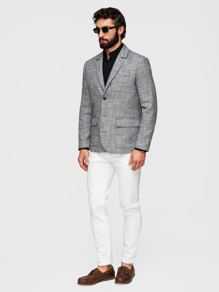 Ombre Clothing Herren Sakko REGULAR Schnitt mit Leinen - Graphit V5 M169 Ombre Clothing
