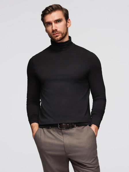 Ombre Clothing Herren-Rollkragenpullover mit Langarm - schwarz V1 OM-LSCL-0130 Ombre Clothing