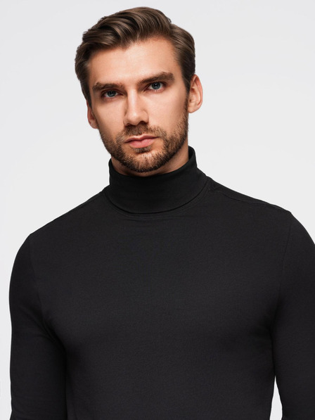 Ombre Clothing Herren-Rollkragenpullover mit Langarm - schwarz V1 OM-LSCL-0130 Ombre Clothing