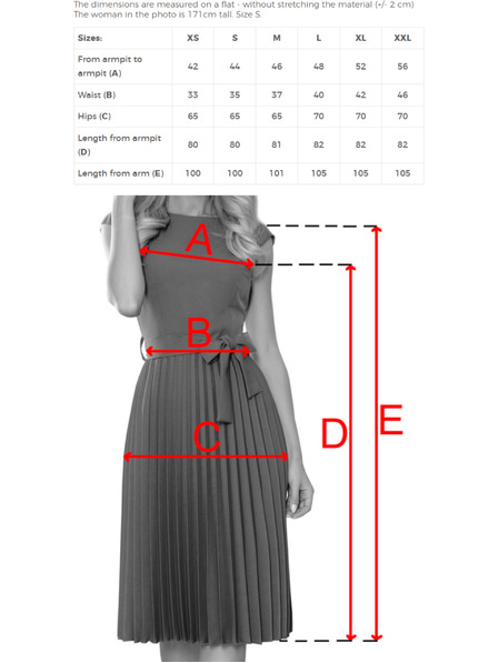 numoco LILA Klassisches plissiertes Kleid mit Kurzarm und Gürtel - Buttergelb