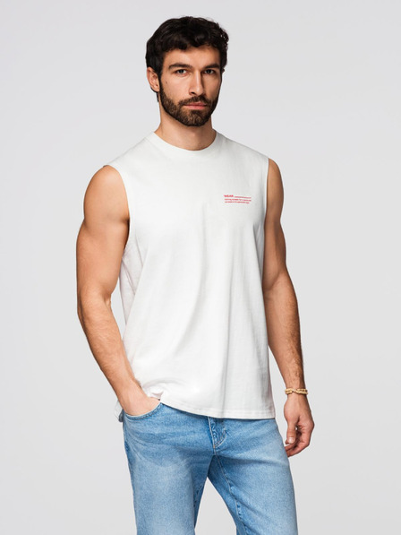 Ombre Clothing Herren-Baumwoll-Tank-Top ärmelloses Shirt - Weiß V1 OM-TSTT-0243 Ombre Clothing