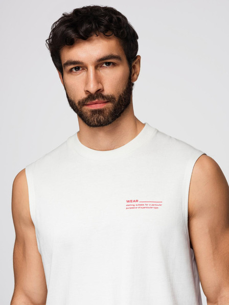 Ombre Clothing Herren-Baumwoll-Tank-Top ärmelloses Shirt - Weiß V1 OM-TSTT-0243 Ombre Clothing