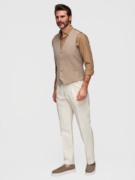 Ombre Clothing Klassische Herren-Weste mit Futter - Beige V1 V64 Ombre Clothing