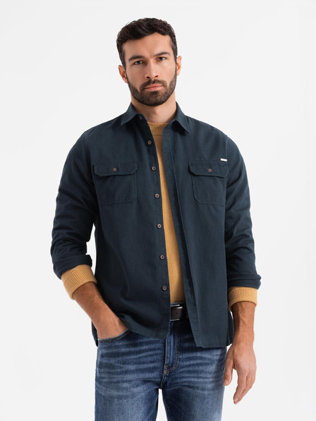 Ombre Clothing Dunkelblau Herren Ombre Clothing Oberbekleidung Hemd