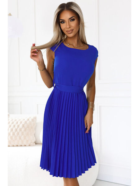 numoco Kurzärmeliges Kleid mit Falten - blau Numoco LILA