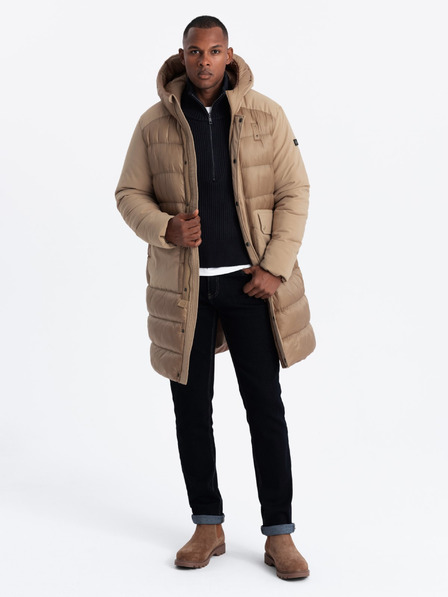 Ombre Clothing Herren Steppjacke lang mit großen Taschen Ombre Clothing