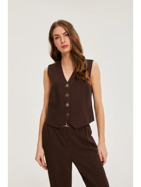 Moodo Weste mit Leinenanteil braun Moodo
