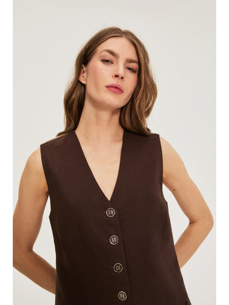 Moodo Weste mit Leinenanteil braun Moodo