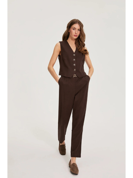 Moodo Hose mit Leinenanteil braun Moodo