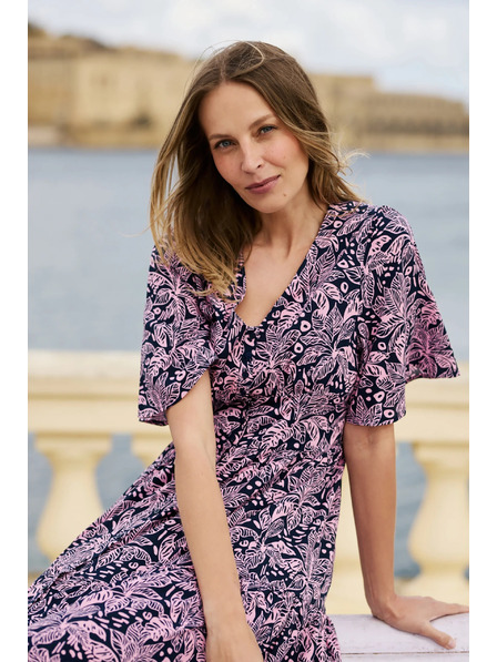 Moodo Praktische Kleider aus Viskose dunkelblau Moodo