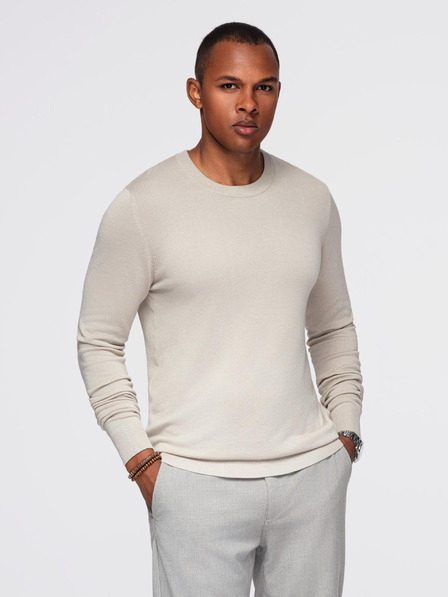 Ombre Clothing Herren-Pullover mit Rundhalsausschnitt aus elastischem Strickstoff mit klassischer Bindung - beige V3 OM-SWSW-0183 Ombre Clothing