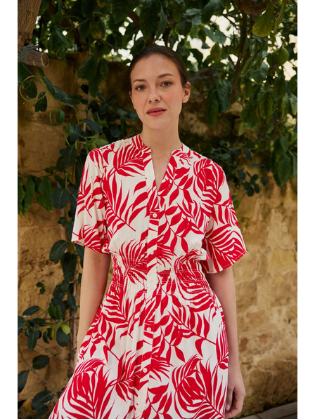 Moodo Viskose Midi Kleid rot Moodo