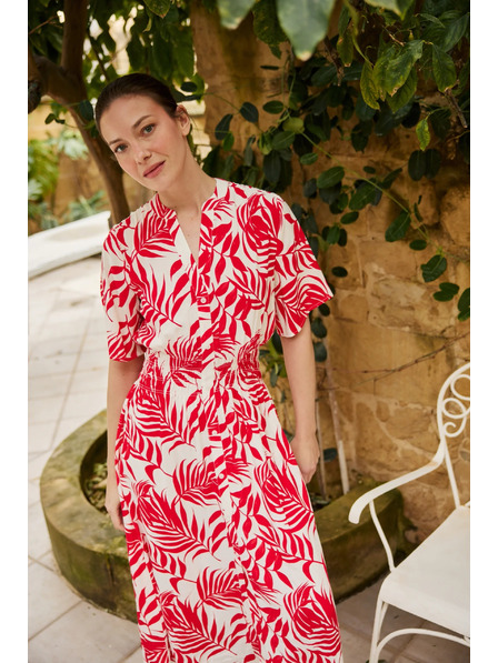 Moodo Viskose Midi Kleid rot Moodo