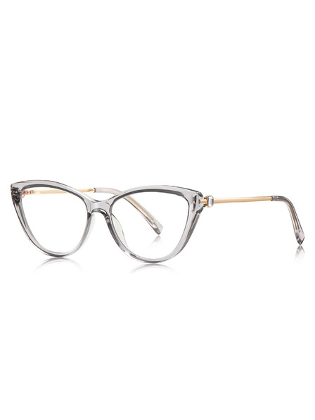 VEYREY VeyRey Damen Cat-Eye Damen Blaulicht-Brille Overhunk grauer Rahmen klare Gläser