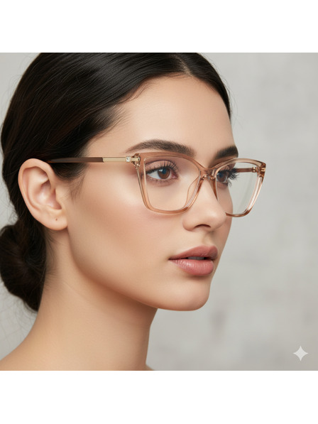 VEYREY VeyRey Damen Cat-Eye Damen Blaulicht-Brille Binill goldener Rahmen klare Gläser