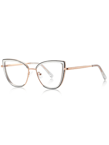 VEYREY VeyRey Damen Cat-Eye Damen Blaulicht-Brille Phuftes goldener Rahmen klare Gläser
