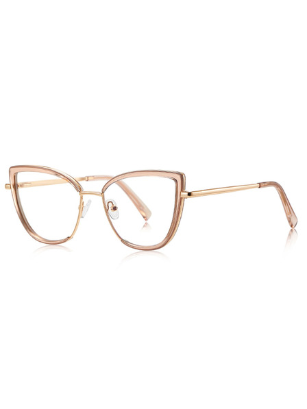VEYREY VeyRey Damen Cat-Eye Damen Blaulicht-Brille Glish goldener Rahmen klare Gläser