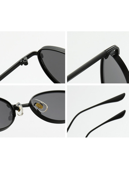 VEYREY VeyRey Leinen-Sonnenbrillen Prodom schwarzer Rahmen rosa Gläser