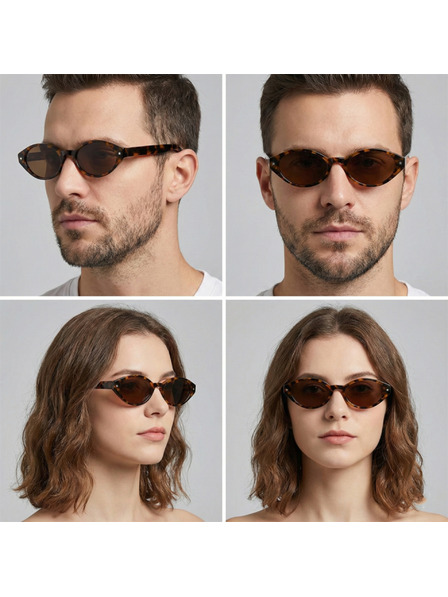 VEYREY VeyRey Damen Cat-Eye Acetat-Polarisationssonnenbrille Aest Leopardenmuster-Rahmen braune Gläser