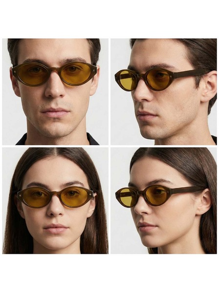 VEYREY VeyRey Damen Cat-Eye Acetat-Polarisationssonnenbrille Aest brauner Rahmen gelbe Gläser