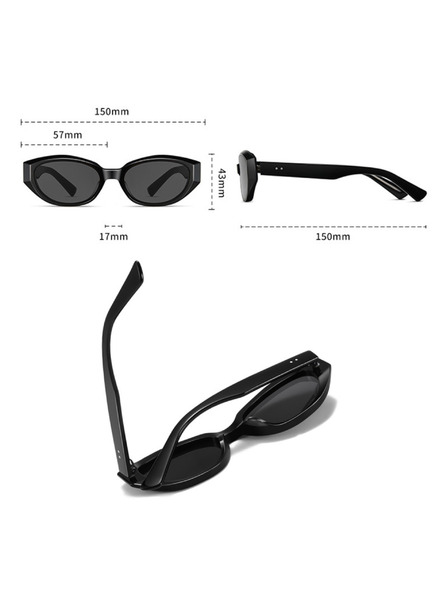 VEYREY VeyRey Damen Cat-Eye Acetat-Sonnenbrille Sublepp schwarzer Rahmen schwarze Gläser