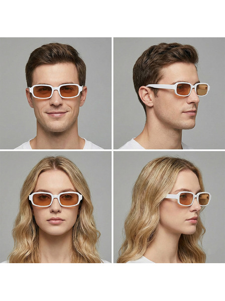 VEYREY VeyRey eckige Sonnenbrillen Nonmock weiße Fassung gelbe Gläser