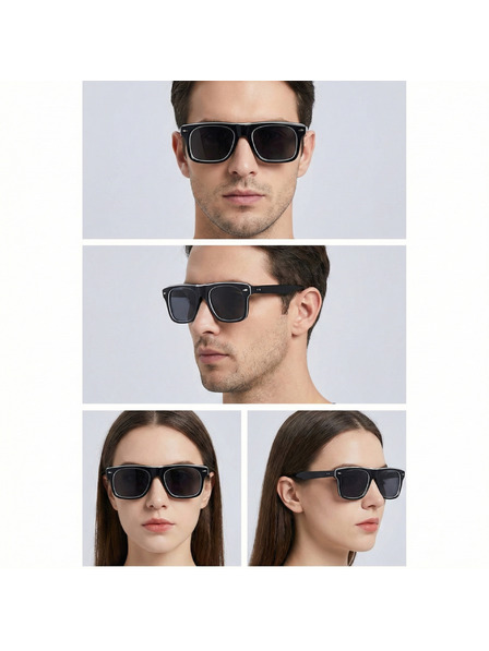 VEYREY VeyRey eckige Acetat-Polarisationssonnenbrillen Crawier schwarze Fassung schwarze Gläser