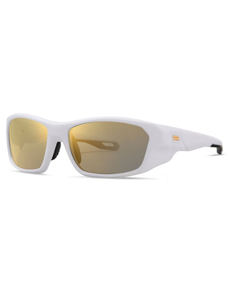 VEYREY VeyRey Sport-Polarisationssonnenbrillen Borned weiße Fassung goldene Gläser