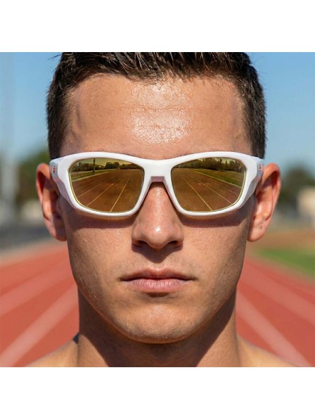 VEYREY VeyRey Sport-Polarisationssonnenbrillen Borned weiße Fassung goldene Gläser