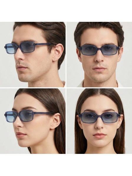 VEYREY VeyRey eckige Acetat-Polarisationssonnenbrillen Ogo blaue Fassung blaue Gläser