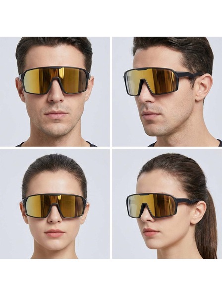 VEYREY VeyRey Sport-Sonnenbrille Ocli schwarze Fassung goldene Gläser