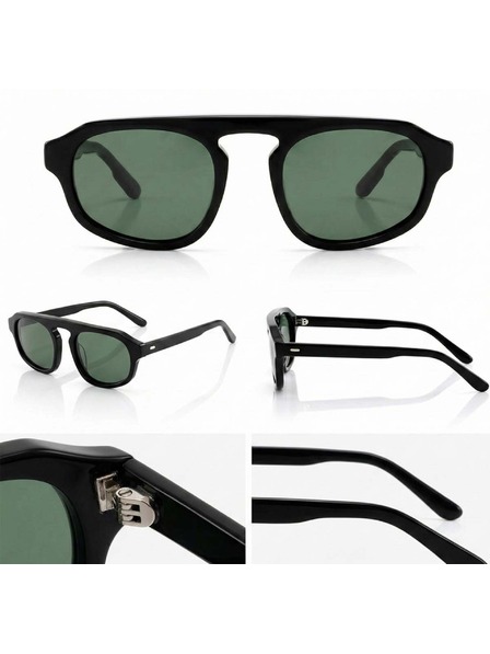 VEYREY VeyRey Pilot-Acetat-Sonnenbrille polarisiert Strugic schwarze Fassung grüne Gläser