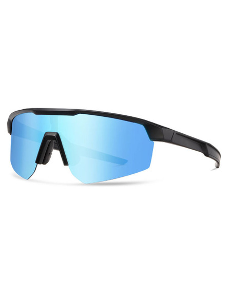 VEYREY VeyRey Sport-Sonnenbrille polarisiert Monoal schwarze Fassung blaue Gläser