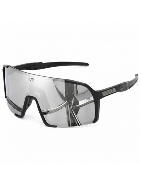 VEYREY VeyRey Sport-Sonnenbrille Burub schwarze Fassung silberne Gläser