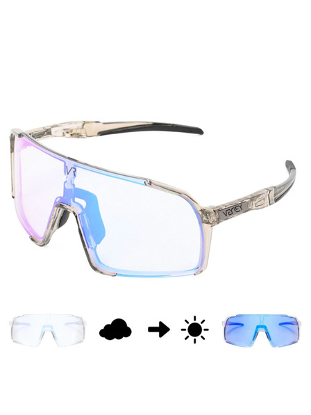 VEYREY VeyRey Kinder-Sport-Sonnenbrille photochrom Ogharod transparente Fassung blaue Gläser