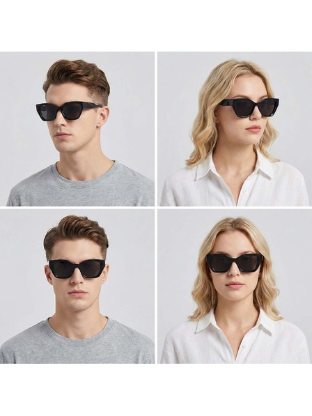 VEYREY VeyRey Katzenauge Acetat-Sonnenbrille polarisiert Antitot schwarze Fassung schwarze Gläser