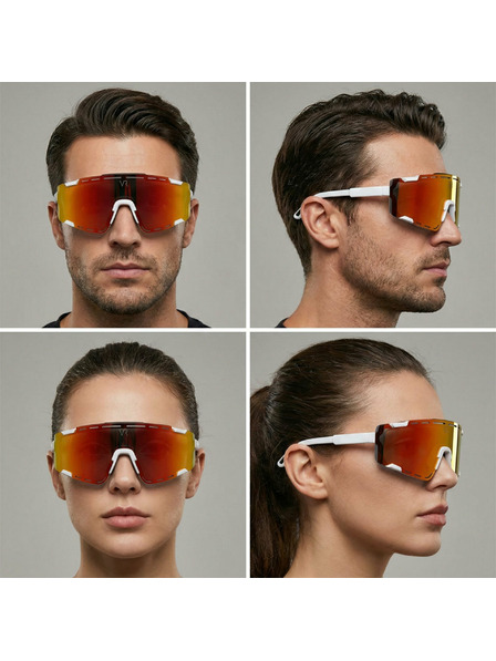 VEYREY VeyRey Sport-Sonnenbrille Semihoof weiße Fassung rote Gläser