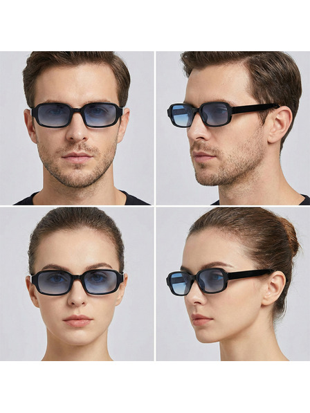VEYREY VeyRey eckige Sonnenbrille Nonmock schwarze Fassung blaue Gläser
