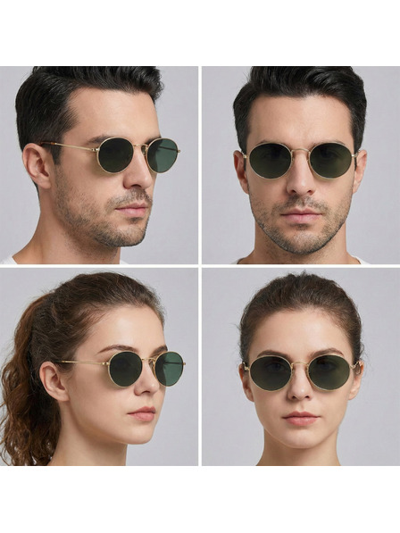 VEYREY VeyRey Katzenauge Acetat-Sonnenbrille polarisiert Wabame goldene Fassung grüne Gläser