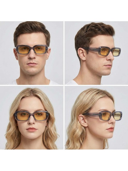 VEYREY VeyRey eckige Acetat-Sonnenbrille polarisiert Xep transparente Fassung gelbe Gläser