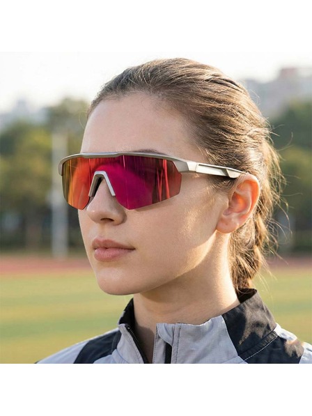 VEYREY VeyRey Sportsonnenbrille polarisiert Monoal grauer Rahmen rosa Gläser