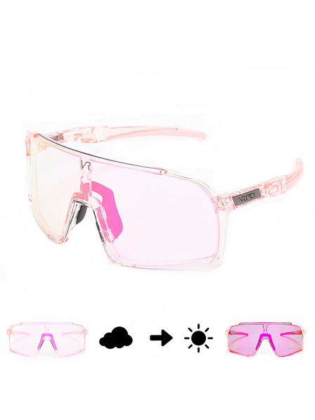 VEYREY VeyRey Kinder-Sportsonnenbrille photochrom Wegub transparenter Rahmen rosa Gläser