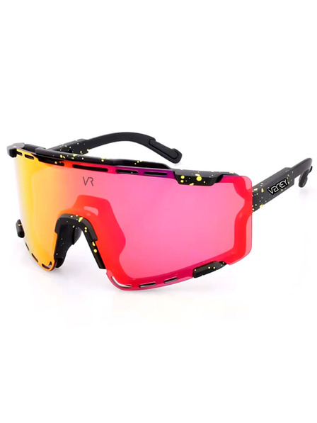 VEYREY VeyRey Sportsonnenbrille Semihoof schwarzer Rahmen rote Gläser