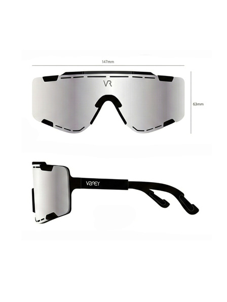 VEYREY VeyRey Sportsonnenbrille Semihoof schwarzer Rahmen rote Gläser